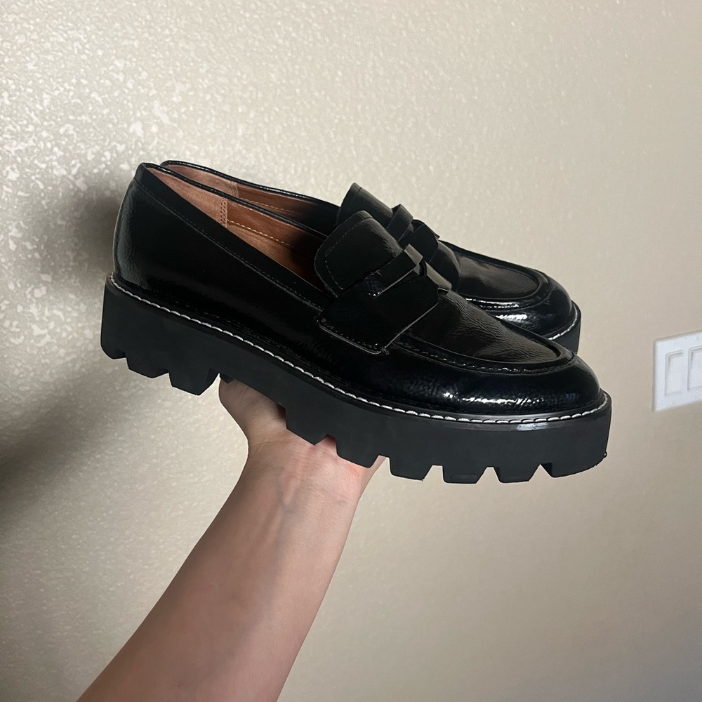 Franco Sarto Black Chunky Loafers